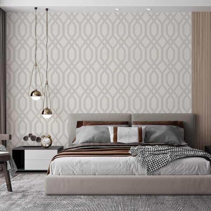 Modern Flocked Geometric Embossed Wallpaper