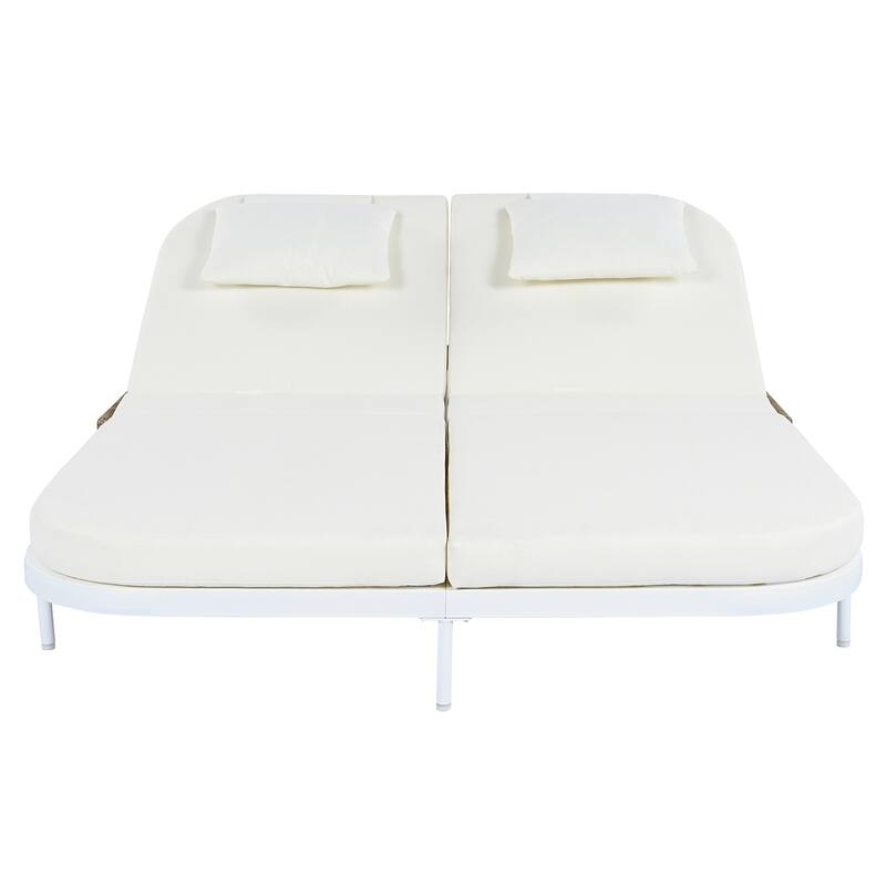 All-Weather Rattan Daybed, 5-Adjustable Backrest, Removable Cushions