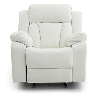 Faux Leather Upholstered Reclining Chair with Padded Arms - 41" - White