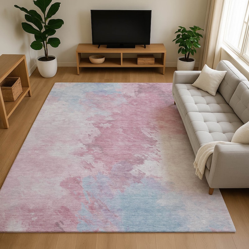 Premium Washable Super Soft Abstract Modern Mayfield Rug - Blush - 2'6" x 3'10"