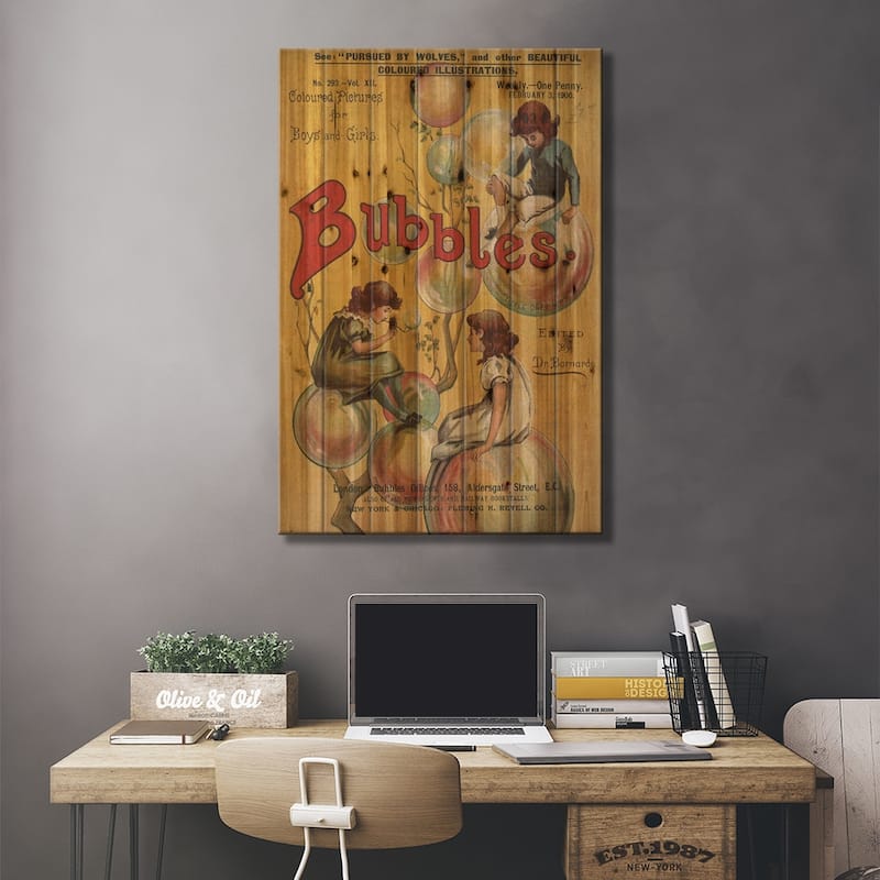 1900 Bubbles Magazine Cover Print On Wood by The Advertising Archives - Multi-Color