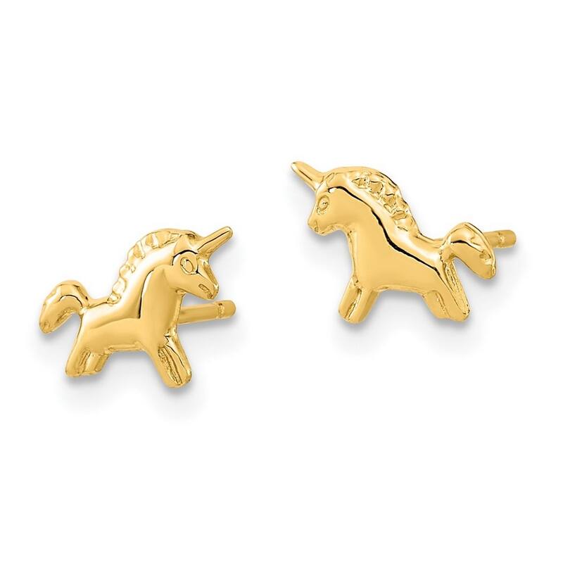 Curata 14k Yellow Gold Polished Unicorn Post Earrings - 6.5x8.5mm