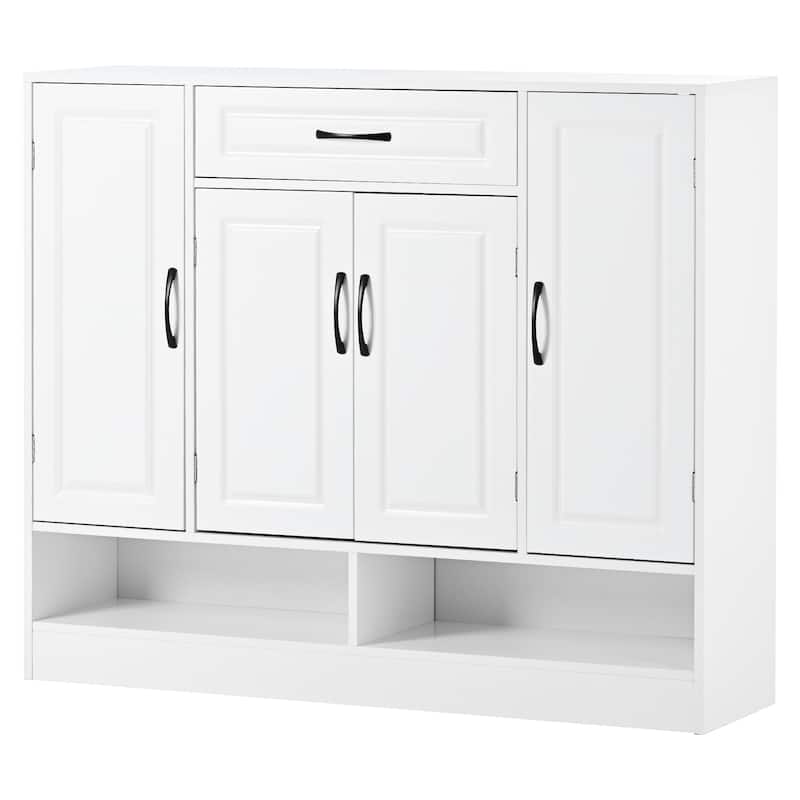 Sleek Shoe Storage Cabinet with Adjustable Shelves, Drawer & Contemporary Design