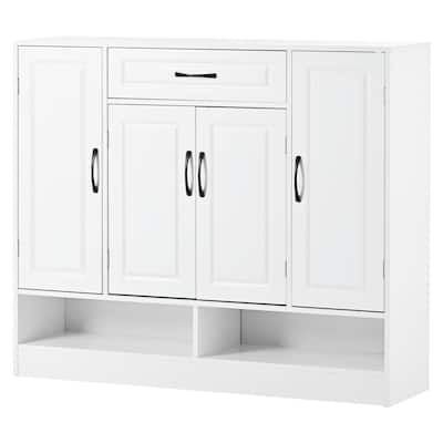 White Shoe Cabinet with Adjustable Shelves and Sturdy Top Surface - 11.8"W x 39.69"H x 47.2"D