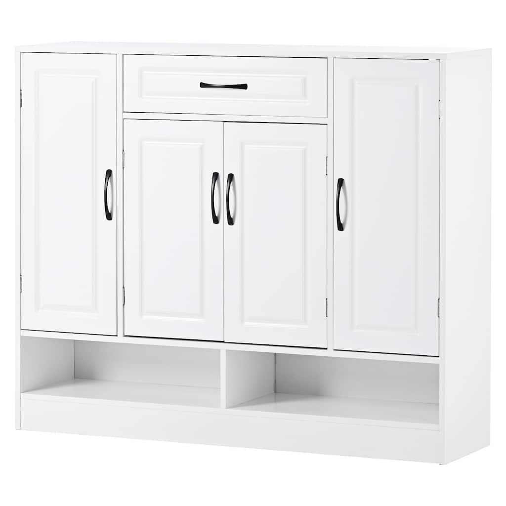 White Shoe Cabinet with Adjustable Shelves and Sturdy Top Surface - 11.8"W x 39.69"H x 47.2"D