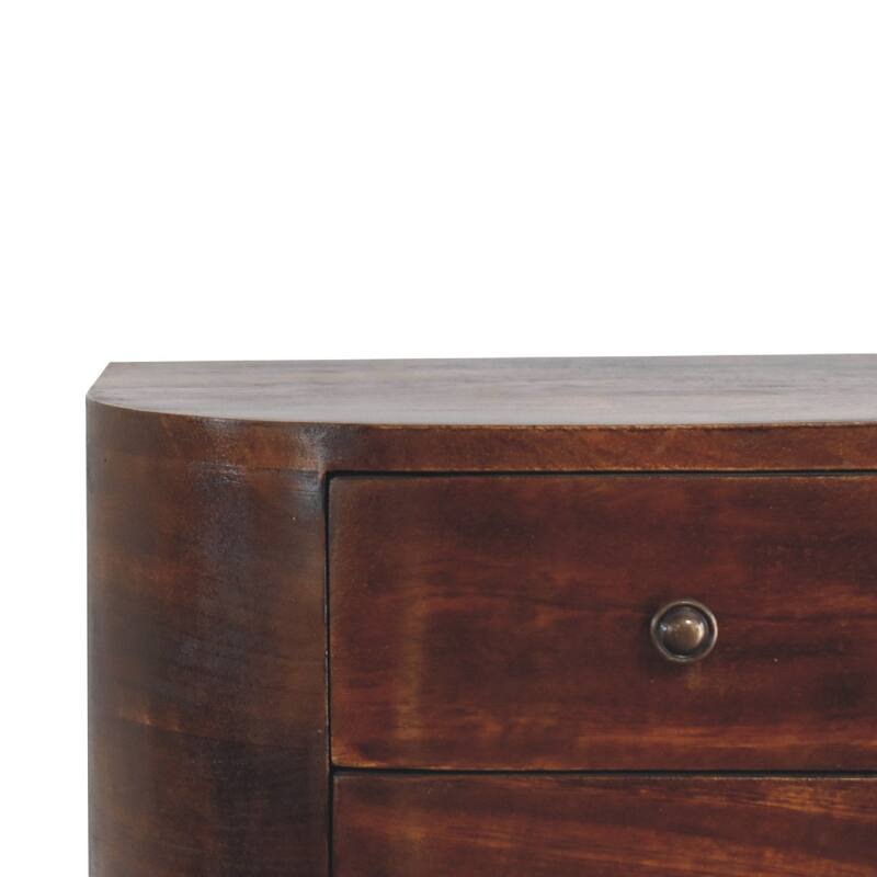 HomeRoots 18" Brown Solid Wood Round Two Drawer Floating Nightstand
