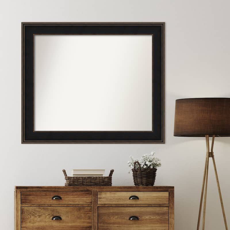 Mezzanine Espresso Framed Non-Beveled Custom Wall Mirror, Bathroom Vanity Mirror