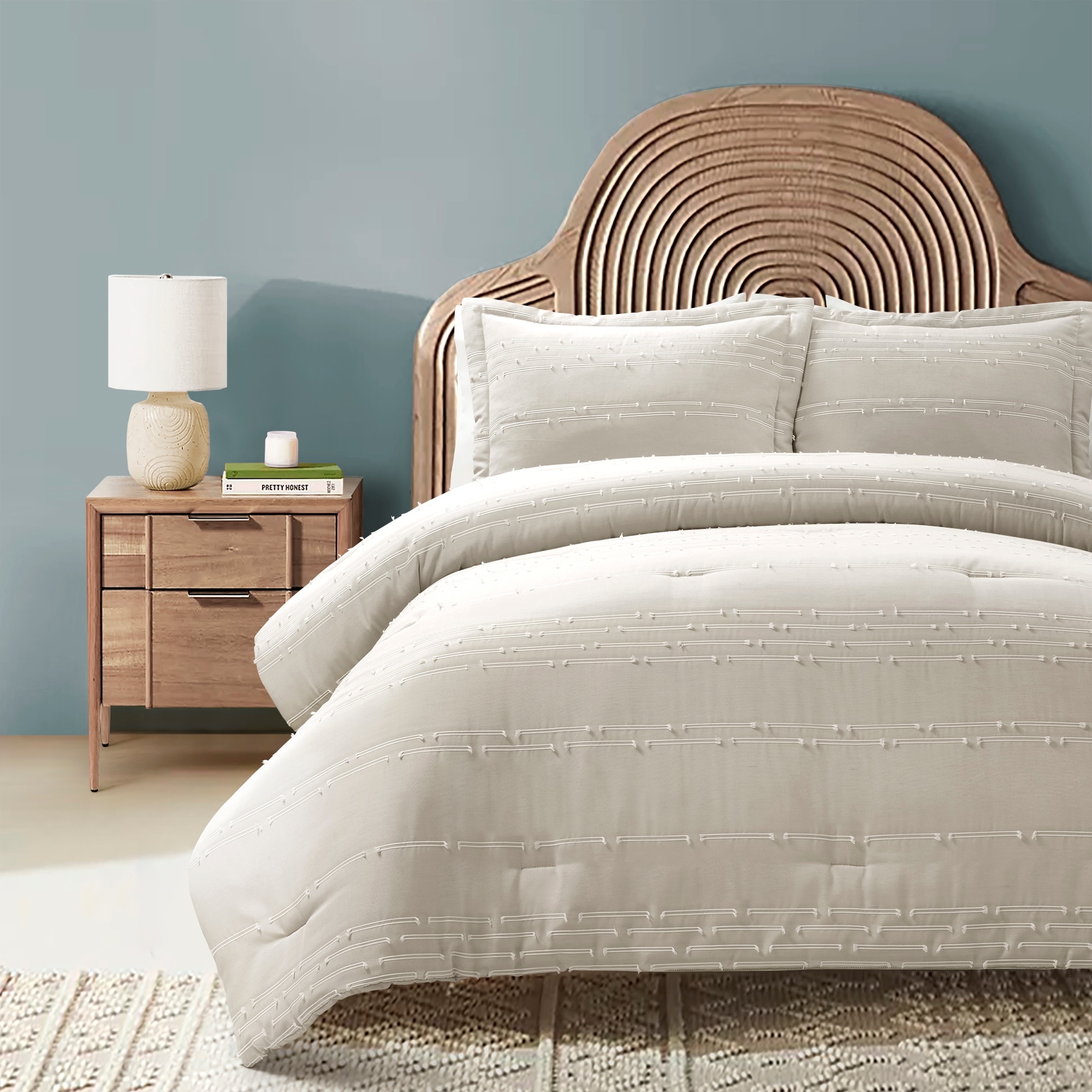 Lush Decor Clipped Stripe Jacquard Comforter 3 Piece Set