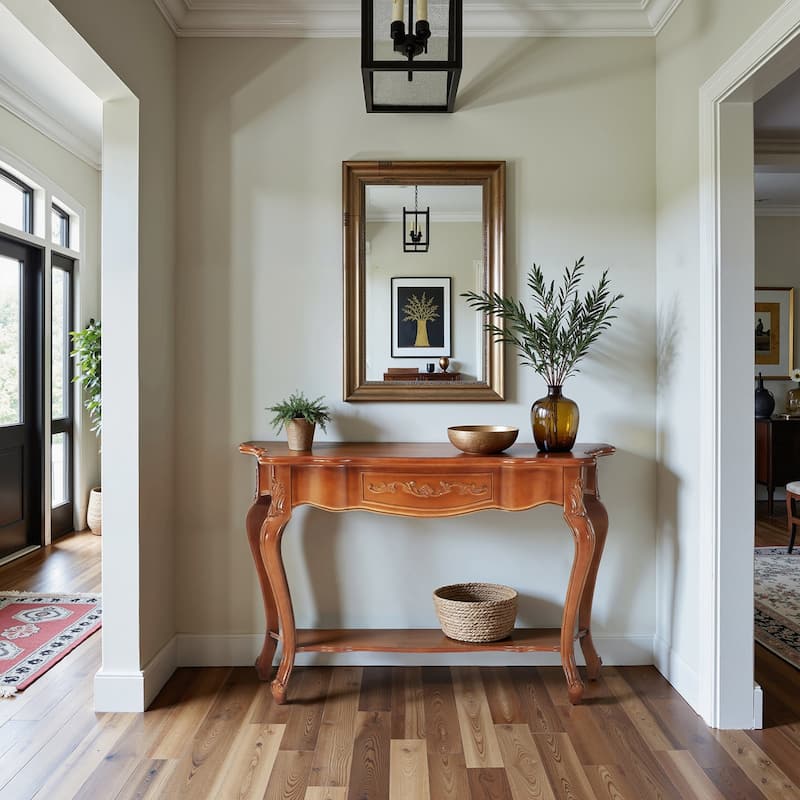 Mid-Century Modern Vintage Console Table with Shelf