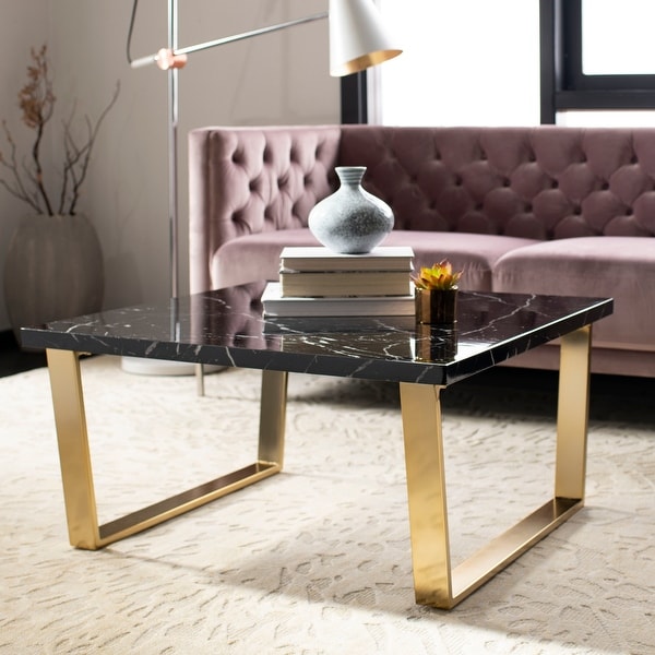 SAFAVIEH Carmen Black/ Brass Square Coffee Table - 31.5" x 31.5" x 15.8". Opens flyout.