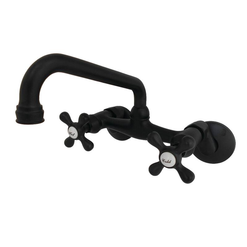 Traditional Two Handle Wall Mount Kitchen Faucet - Matte Black