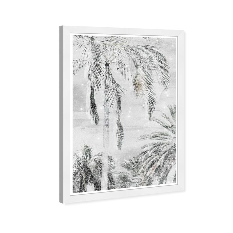 Wynwood Studio 'Palm Trees Neutral Sparkle' Floral and Botanical White