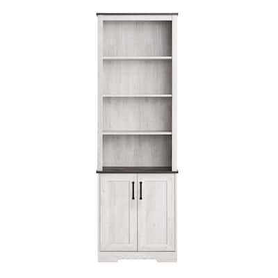 Prepac Rustic Ridge 79.75" H Bookcase, Tall Bookshelf with 4 Shelves and 2 Doors, Accent Bookshelf for Living Room, Home Office