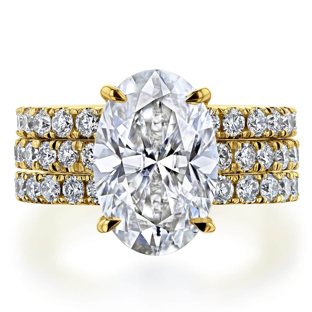 Kobelli Signature Collection Bold Series 4.55 Carats Oval Lab Grown Diamond Certified 14k Solid Gold Odette 3pc Bridal Set