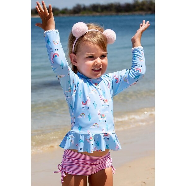 Sun Emporium Bahama Llama Long Sleeve Rash Guard Boyleg Set Baby Girls. Opens flyout.