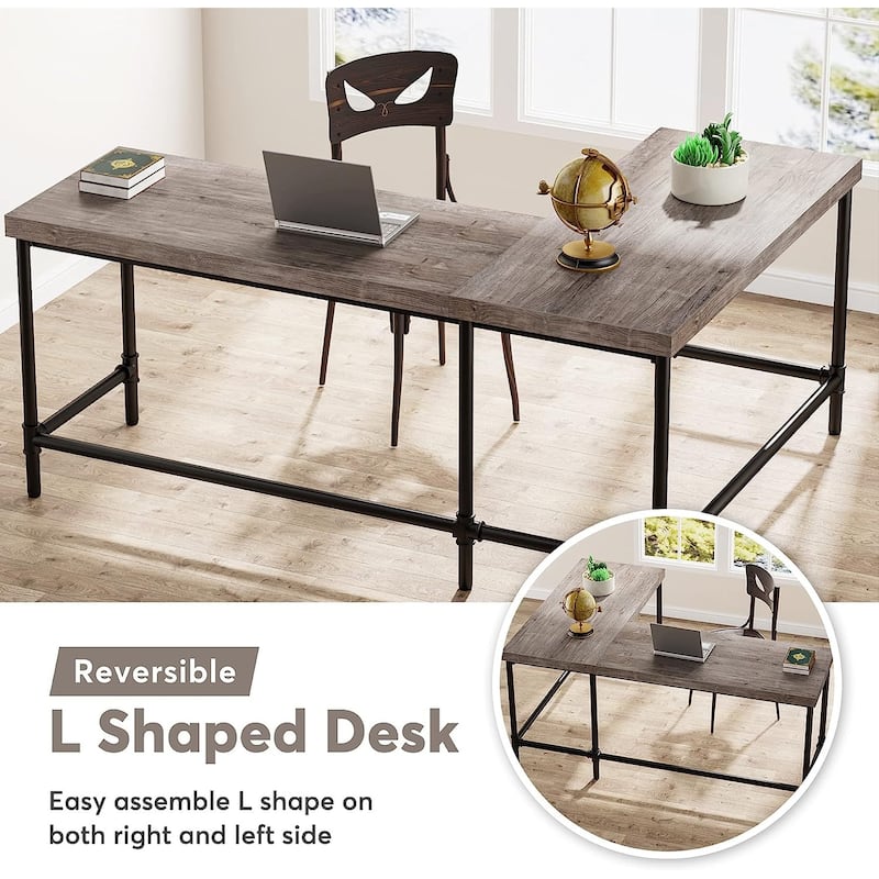 Tribesigns L-Shaped Desk, 67 inch Industrial Corner Computer Office Desk