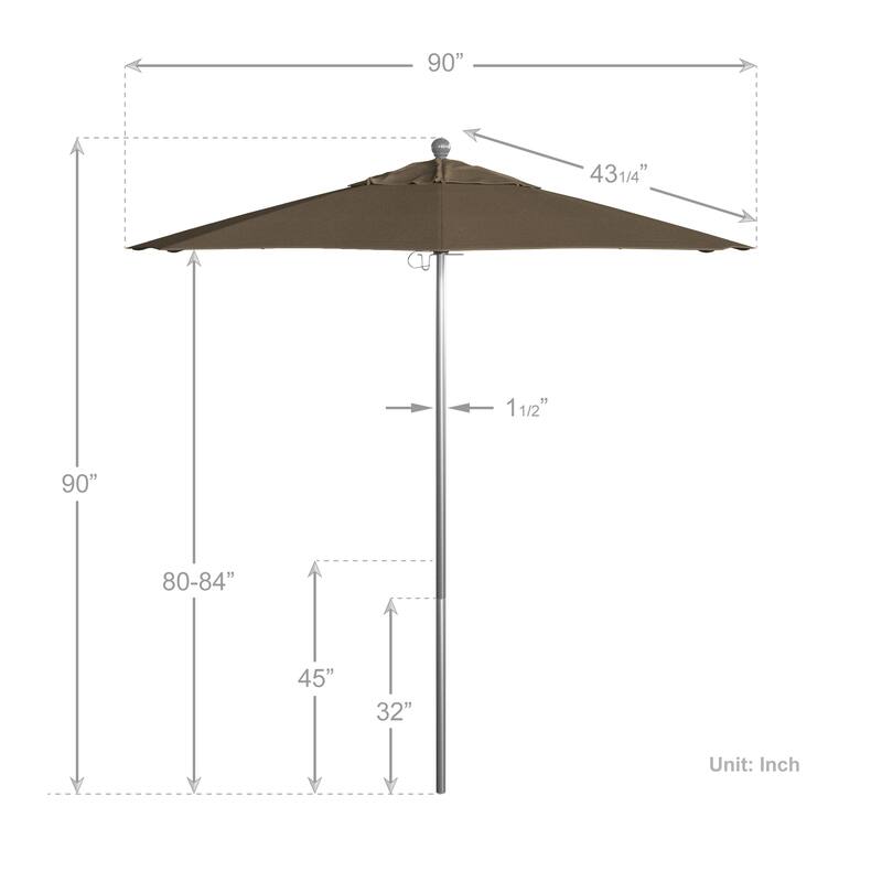 California Umbrella 75' Venture Series Patio Umbrella, Silver Aluminum Pole Fiberglass Ribs Push Lift Sunbrella