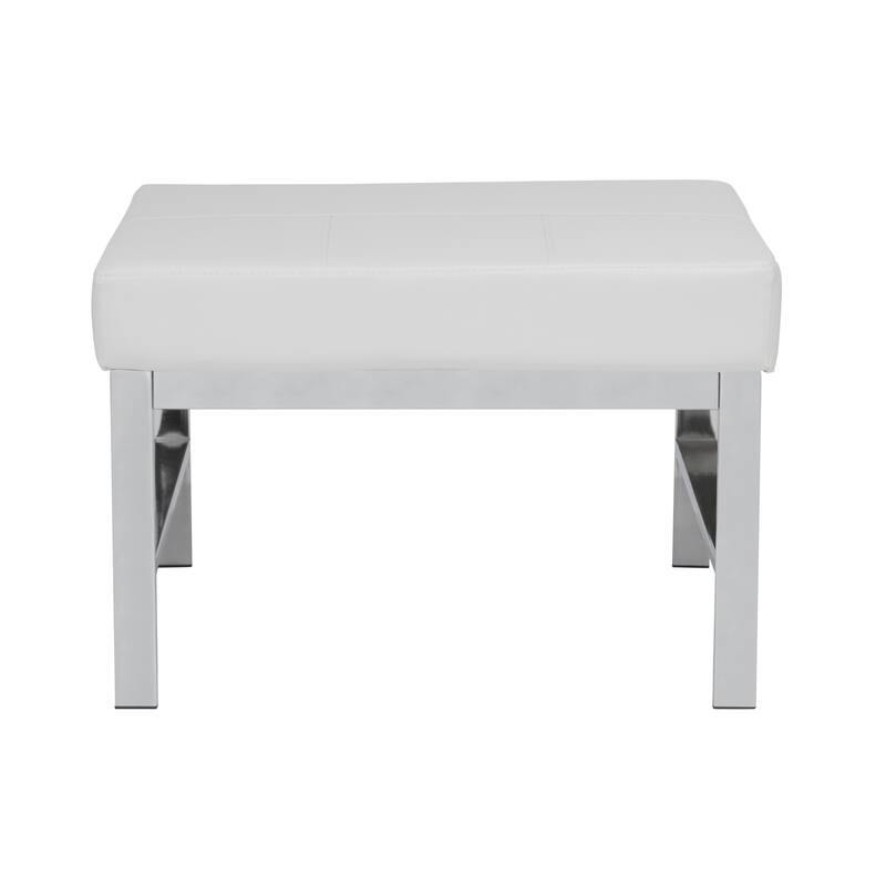 Atlas Mid Century Modern Metal and Leather Ottoman