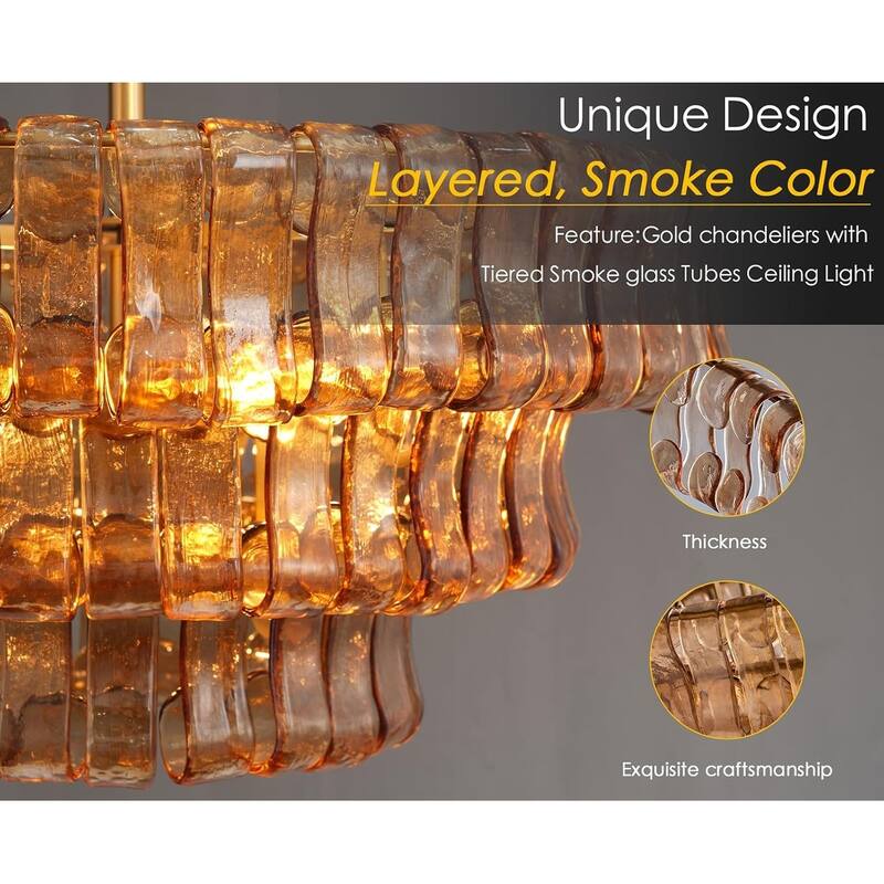 KAYLA 36 in. 6-Lights Gold Crystal Drum Chandelier