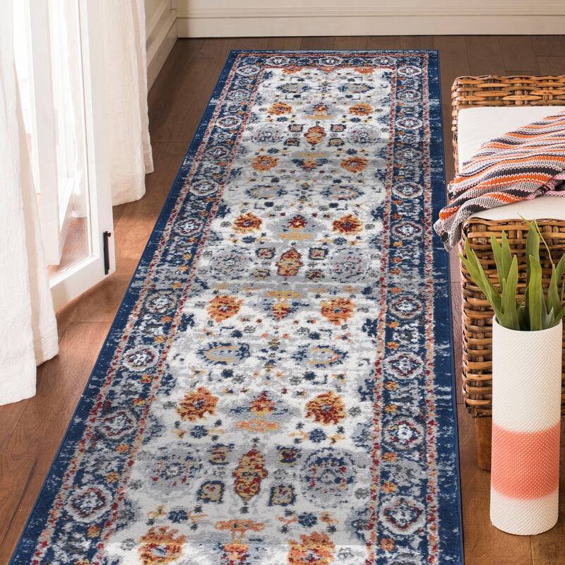 Alvia Xyryl Floral Area Rug - 2'6" x 10'3" - Blue