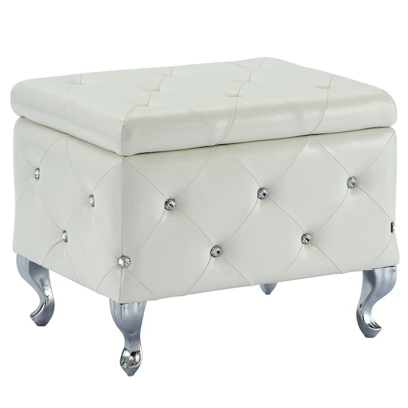 Monique-Velvet Storage Bench with Crystals