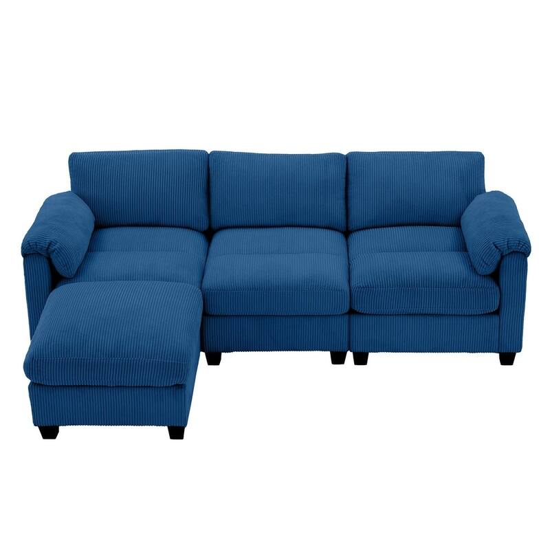 Modern Couduroy Overized Modular Sectional Sofa Couch with Ottoman for Living Room