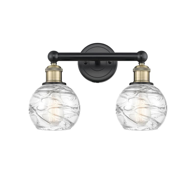 Innovations Lighting 616-2W-11-15 Athens Vanity Athens Deco Swirl 2 - Black Antique Brass / Clear Deco Swirl