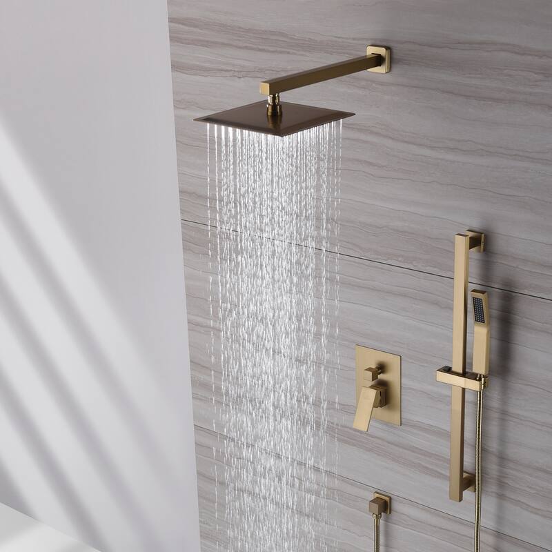 2 Function 10- Wall Mounted Dual Shower Heads Shower System With Sliding Rod Shower Hand