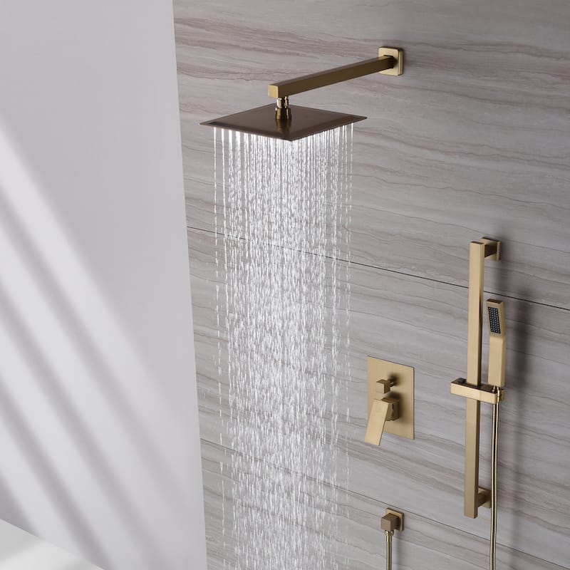 2 Function 10-inch Wall Mounted Dual Shower Heads Shower System With Sliding Rod Shower Hand