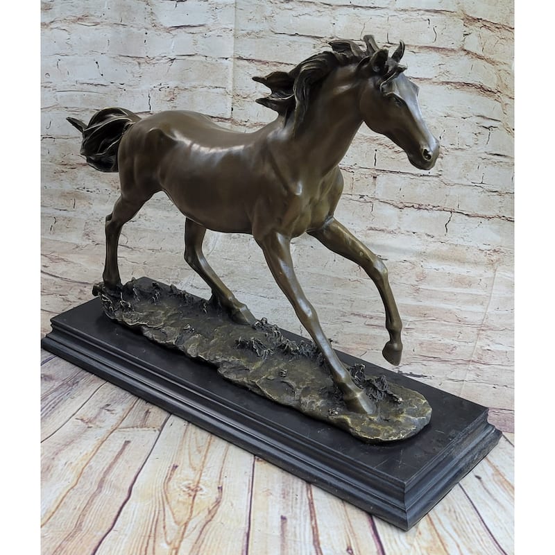 Galloping Horse Bronze Statue Sculpture Equestrian Art Pj Mene 15 Inches X 24 Inches