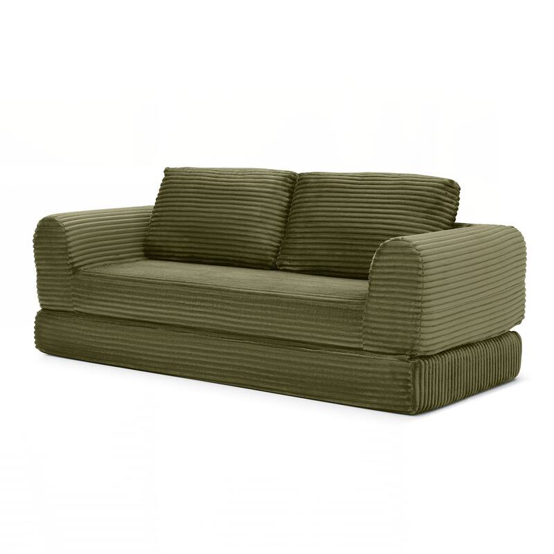 Modern Corduroy Sleeper Couch , Futon Modular Upholstered Boneless Sofa