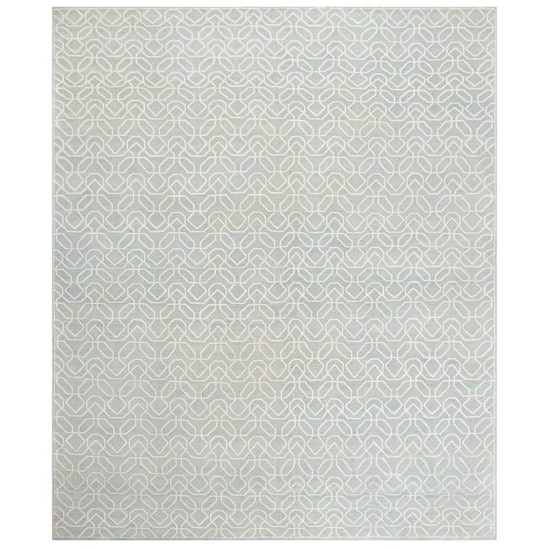 SAFAVIEH Couture Hand-knotted Kensington Darja Modern Wool Rug - 6' x 9' - Seafoam/Ivory