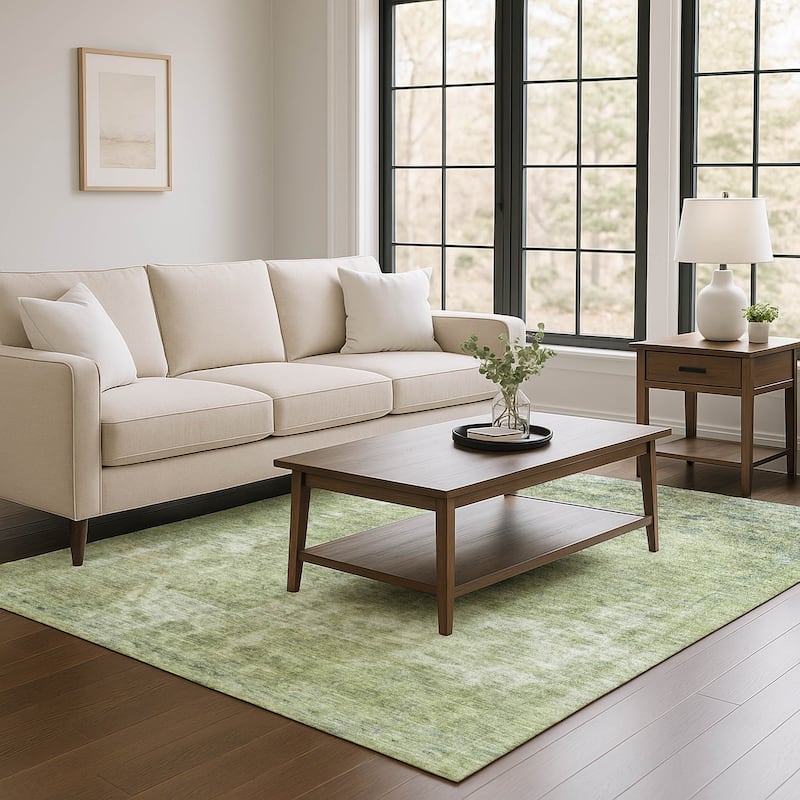 Premium Washable Super Soft Vintage Traditional Mayfield Rug - Aloe - 10' x 14'