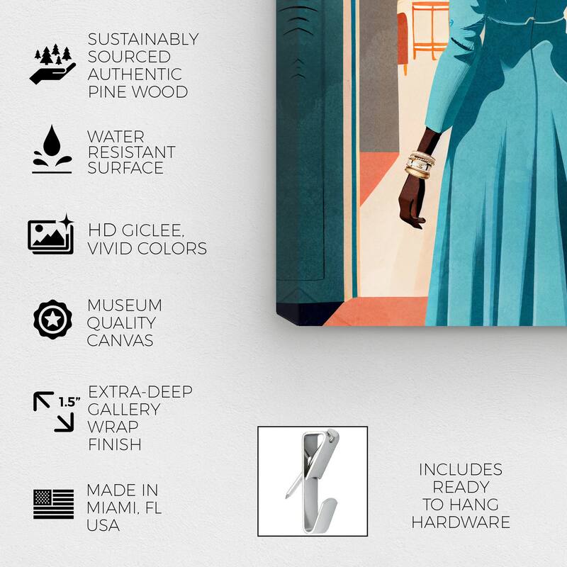 Wynwood Studio Fashion and Glam Set the Stage Blue and Teal Modern & Contemporary Wall Art Canvas Print
