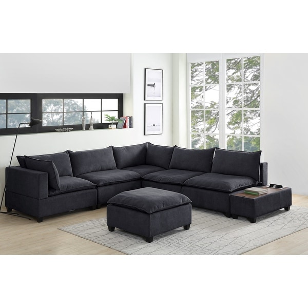 Madison Down Feather Modular Sectional Sofa w/ USB Storage Console Table. Opens flyout.