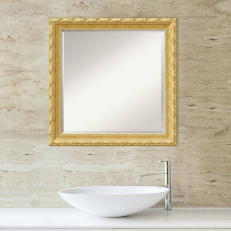 Beveled Wood Bathroom Wall Mirror - Versailles Gold Frame