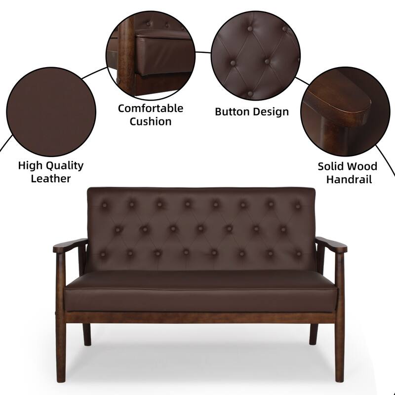 MidCentury Modern Faux Leather Loveseat Chair On Sale Bed Bath