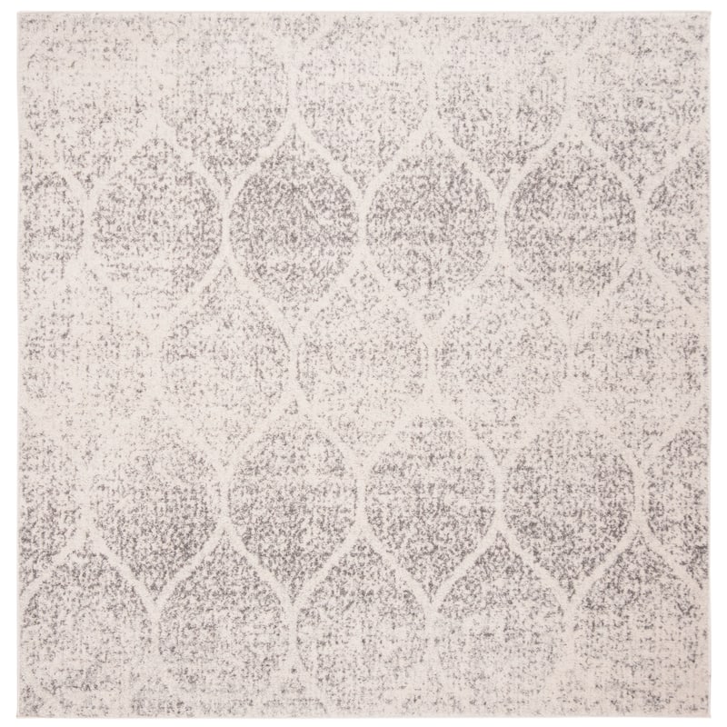SAFAVIEH Madison Gesa Boho Chic Ogee Trellis Rug - 6'7" Square - Ivory/Silver