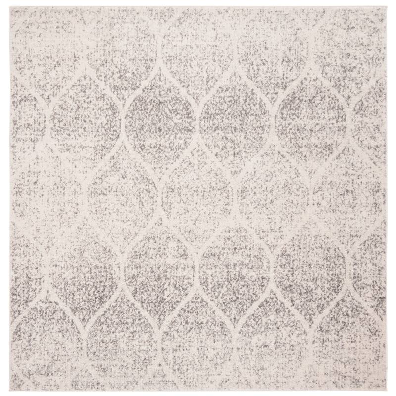SAFAVIEH Madison Stella Boho Chic Ogee Trellis Rug - 6'7" x 6'7" Square - Ivory/Silver