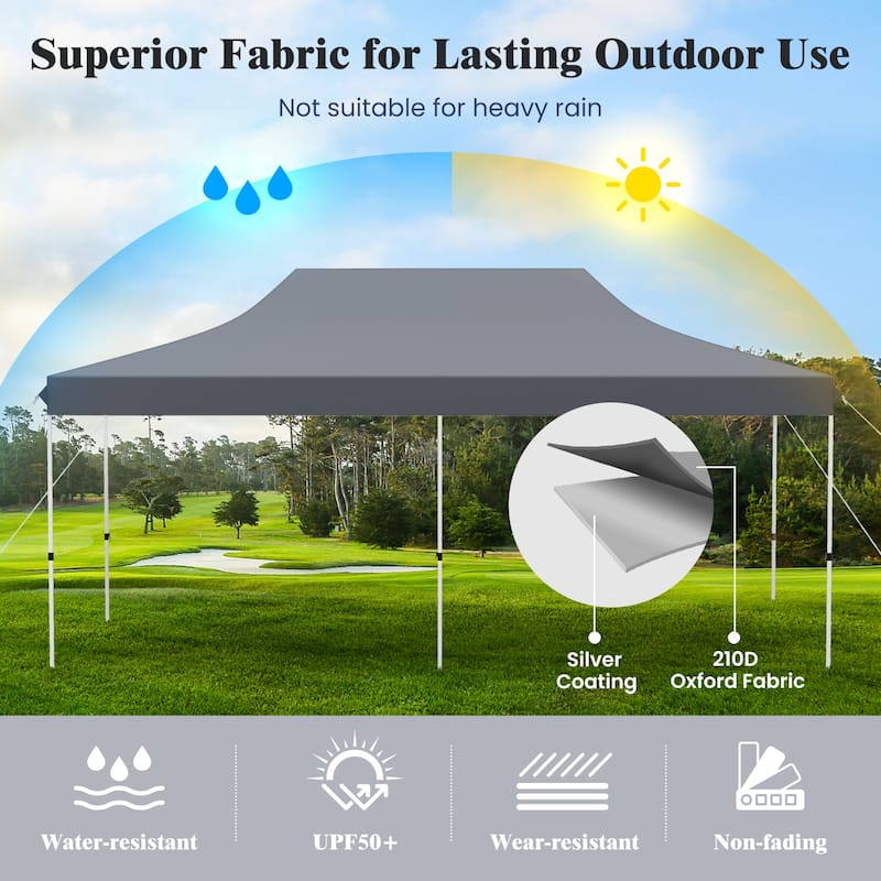 Pop Up Canopy Tent with 6 Sidewalls and Windows for Outdoor Events - 240” x 120” x 116.4”-124.8”