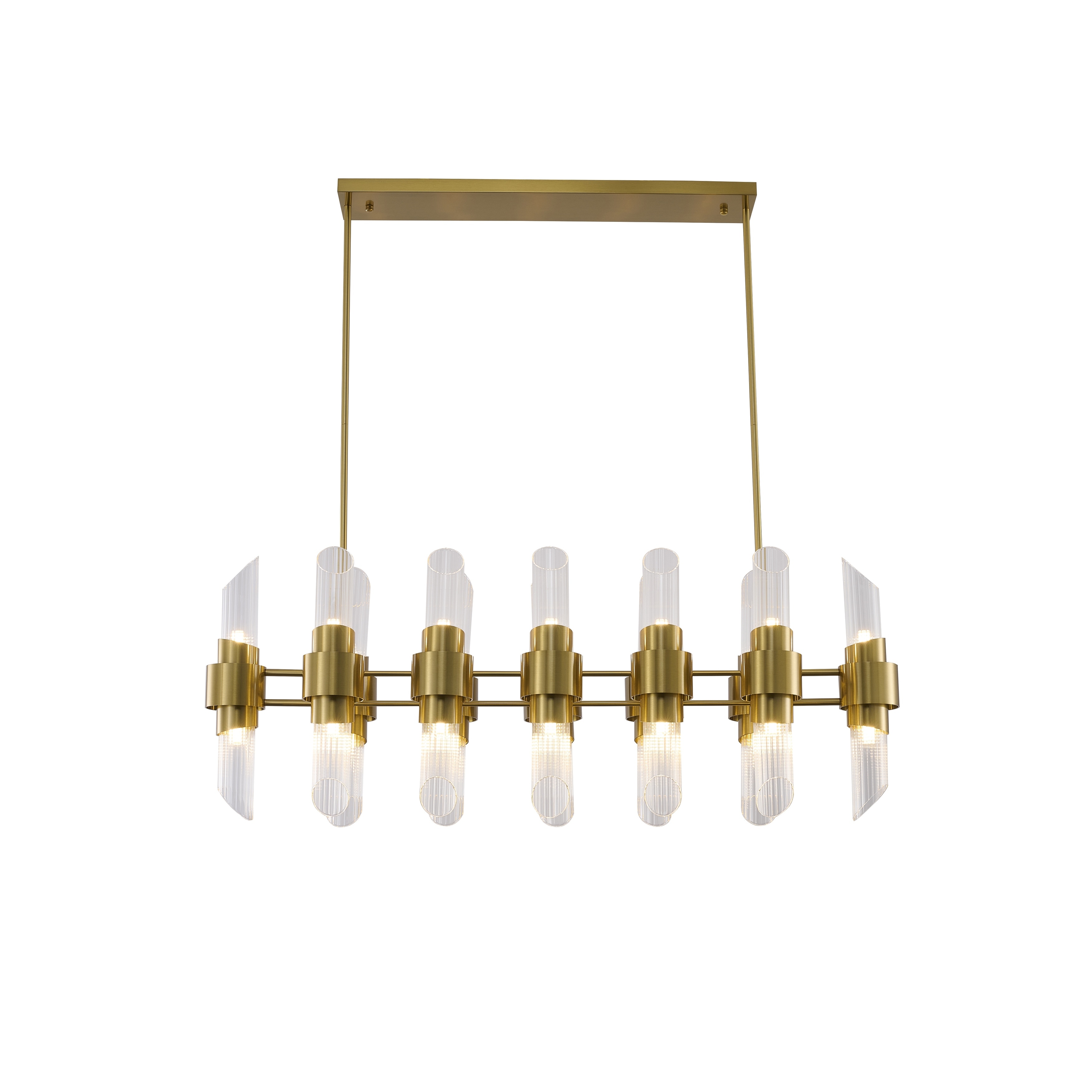 Transitional 20-Light Satin Brass Iron Chandelier