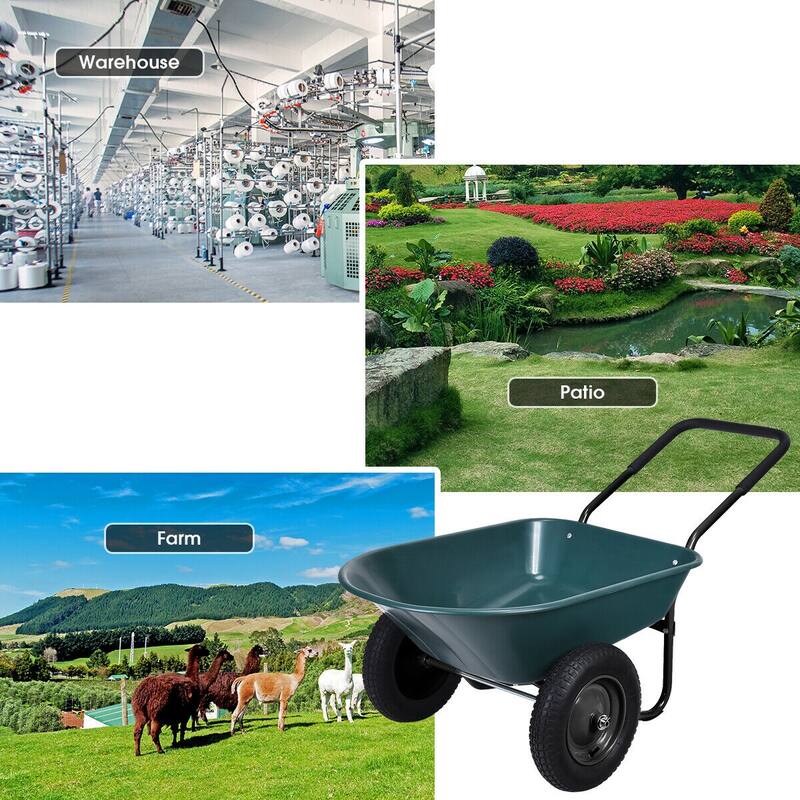 Costway 2 Tire Wheelbarrow Cart Heavy-duty Dolly Utility Cart