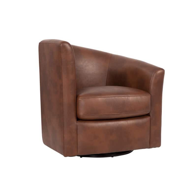 Grafton Soraya 360 Swivel Accent Chair Faux Leather - Caramel Brown Faux Leather
