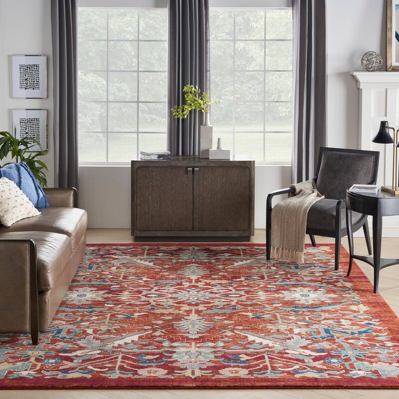 Nourison Parisa Boho Moroccan Floral Area Rug - 9' 9" x 13' 9" - Brick