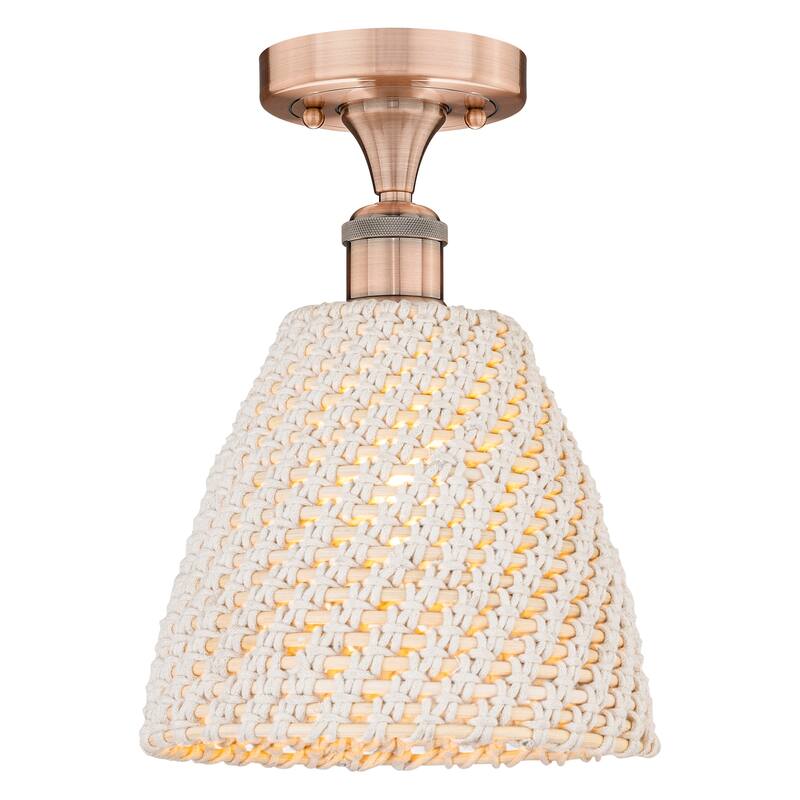 Innovations Lighting 616-1F-12-9 Bristol Natural Semi-Flush Bristol - Antique Copper / Natural