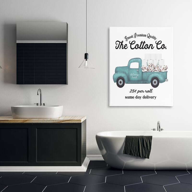 Stupell Toilet Paper Cotton Co Delivery Truck Bathroom Word Design Canvas Wall Art, Proudly Made in USA