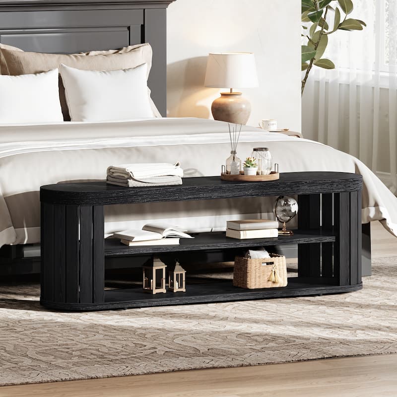 Wood Entryway Bench with Shoe Storage, Dining Bench, Bedroom Hallway Living/Dining Room End of Bed Stool