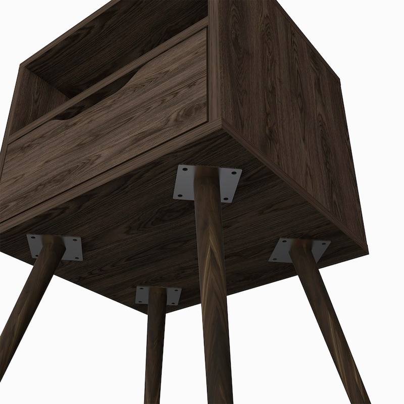 Bedroom Nightstand With Open Shelf