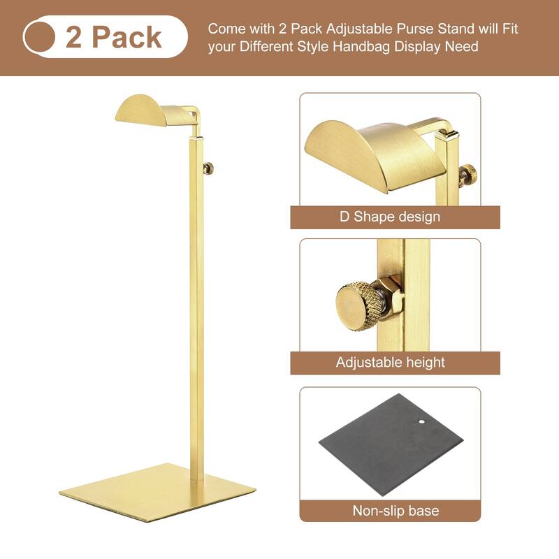 Purse Display Stand Set 2 Pack Metal Adjustable Handbag Rack