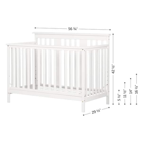 dimension image slide 1 of 2, South Shore Cotton Candy Baby Crib 4 Heights with Toddler Rail